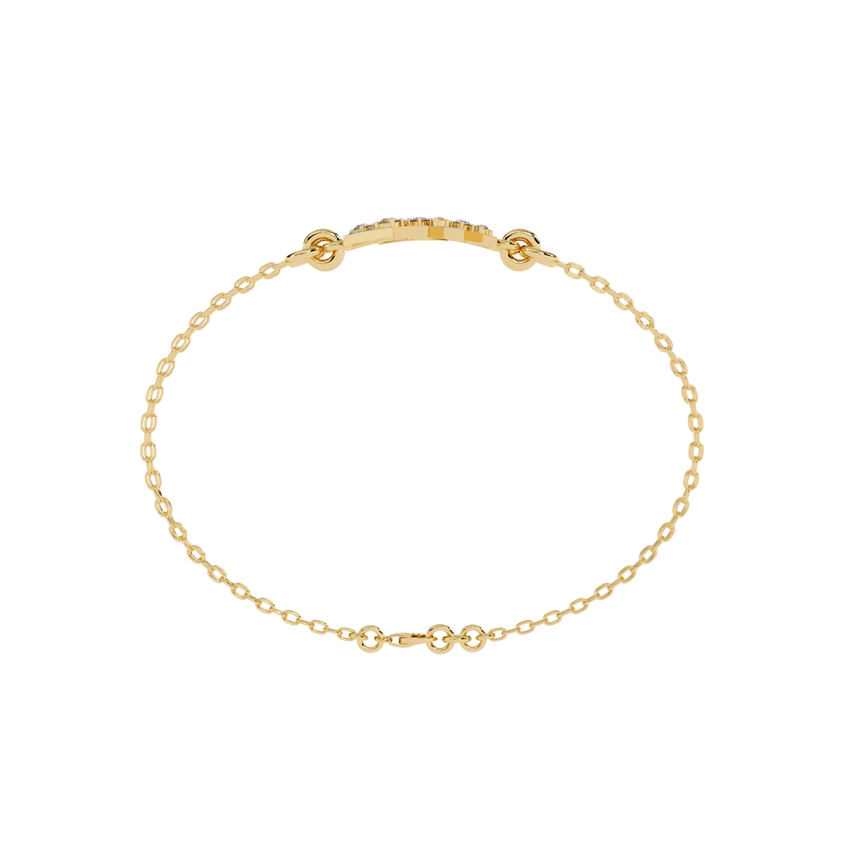 Yellow Gold Two-Tone Triangle Cluster Chain Bracelet