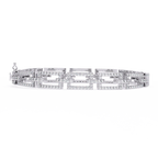 White Gold Diamond Open Rectangle Ladder Link Bracelet
