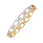 Yellow Gold Open Square Pavé Link Bracelet