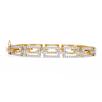 Yellow Gold Open Square Pavé Link Bracelet