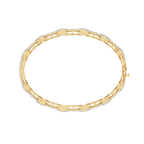 Yellow Gold Open Square Pavé Link Bracelet