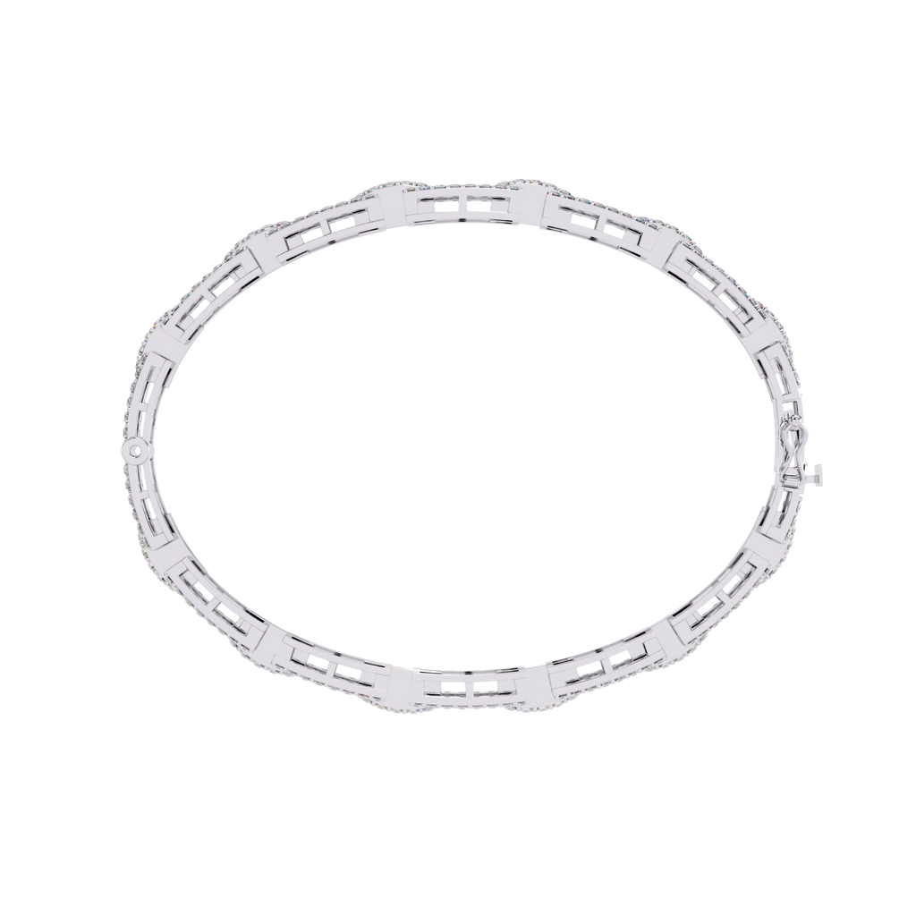 White Gold Diamond Open Rectangle Ladder Link Bracelet