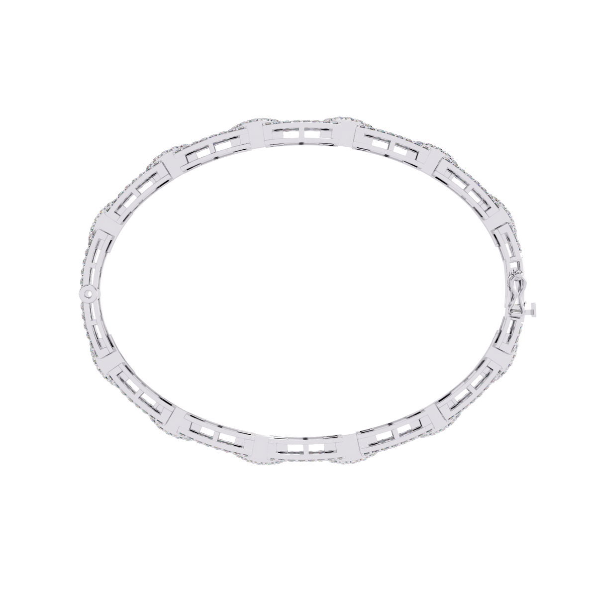 White Gold Diamond Open Rectangle Ladder Link Bracelet