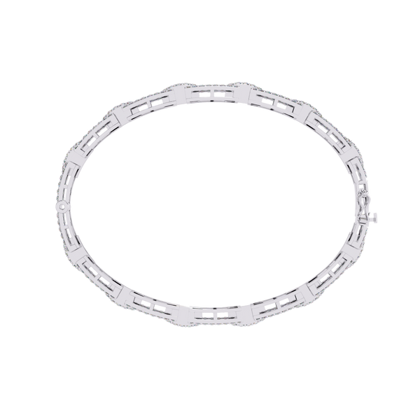 White Gold Diamond Open Rectangle Ladder Link Bracelet