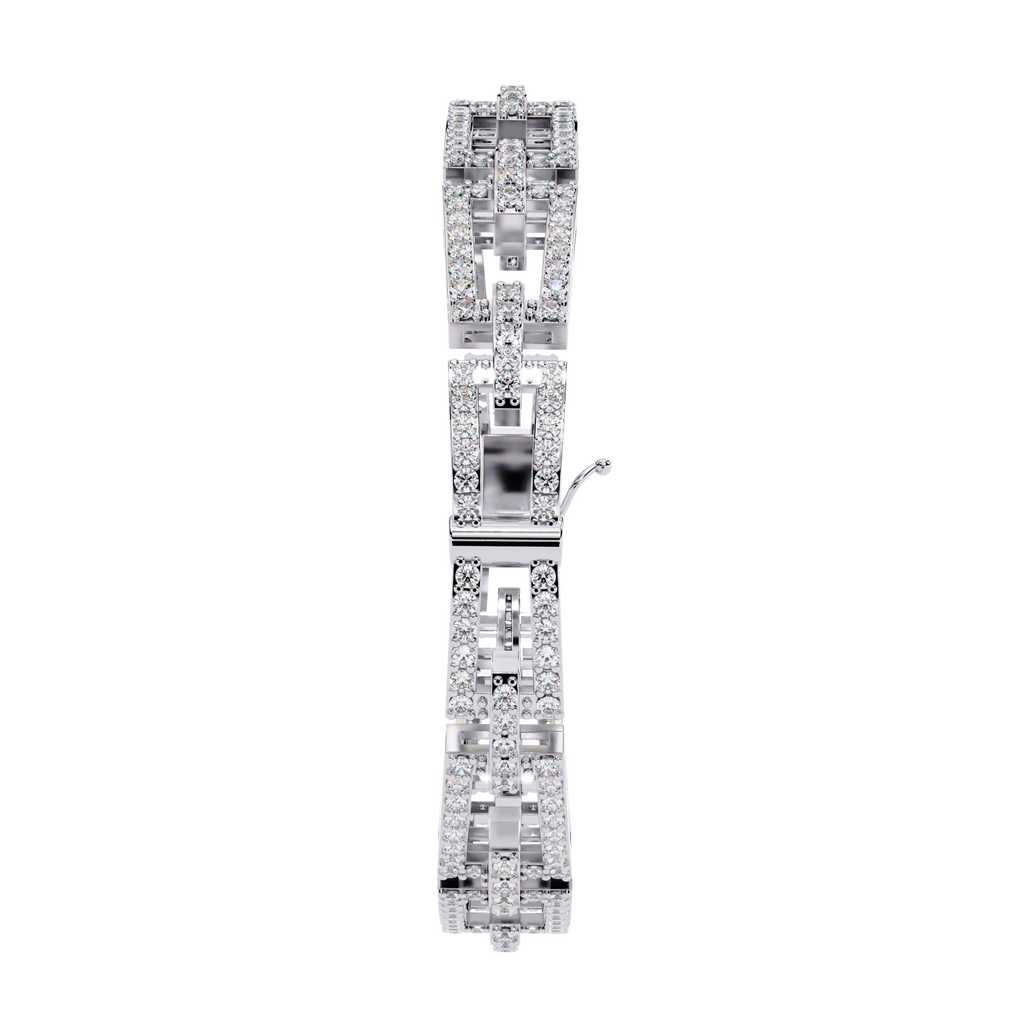 White Gold Diamond Open Rectangle Ladder Link Bracelet