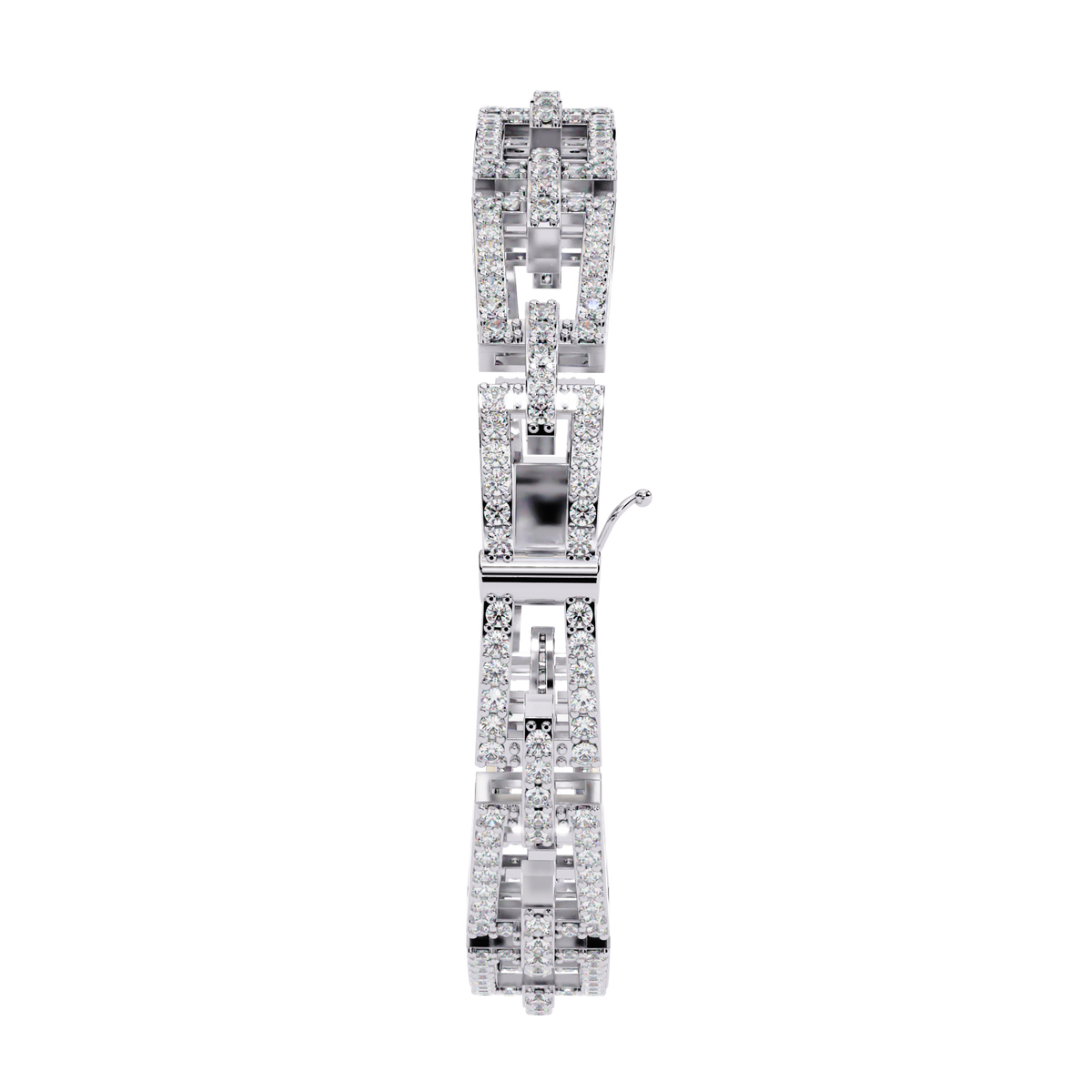 White Gold Diamond Open Rectangle Ladder Link Bracelet