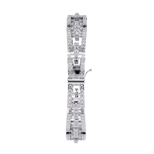White Gold Diamond Open Rectangle Ladder Link Bracelet