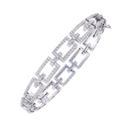 White Gold Diamond Open Rectangle Ladder Link Bracelet