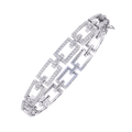 White Gold Diamond Open Rectangle Ladder Link Bracelet