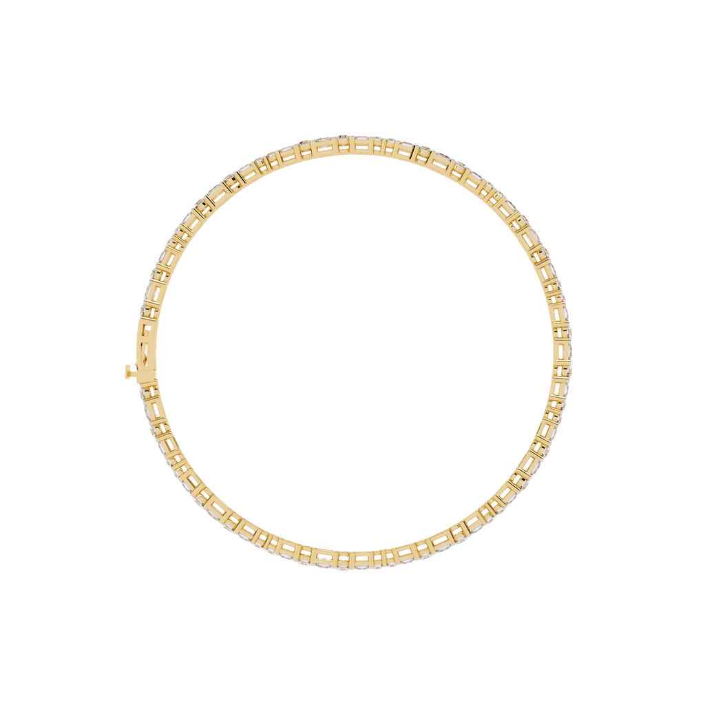 Yellow Gold Alternating Round and Princess Tennis Bracelet