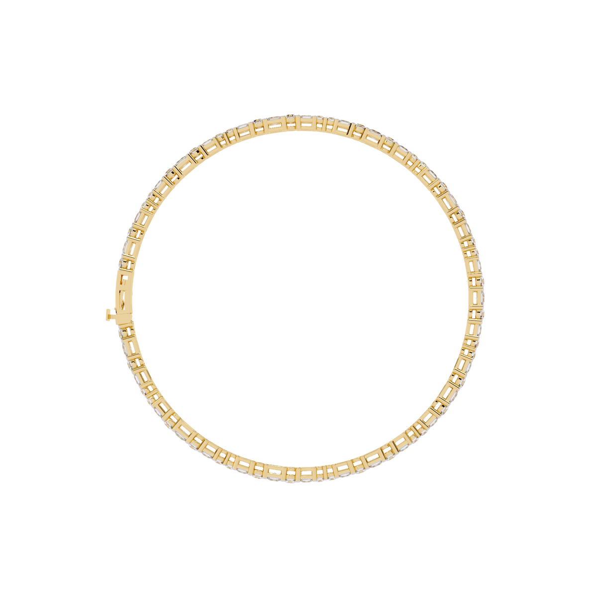 Yellow Gold Alternating Round and Princess Tennis Bracelet