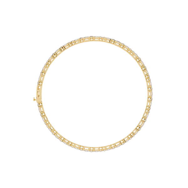 Yellow Gold Alternating Round and Princess Tennis Bracelet