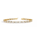 Yellow Gold Emerald and Round Cut Tennis Bracelet