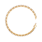 Yellow Gold Emerald and Round Cut Tennis Bracelet