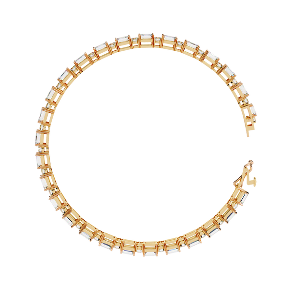 Yellow Gold Emerald and Round Cut Tennis Bracelet