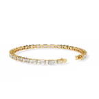Yellow Gold Emerald and Round Cut Tennis Bracelet