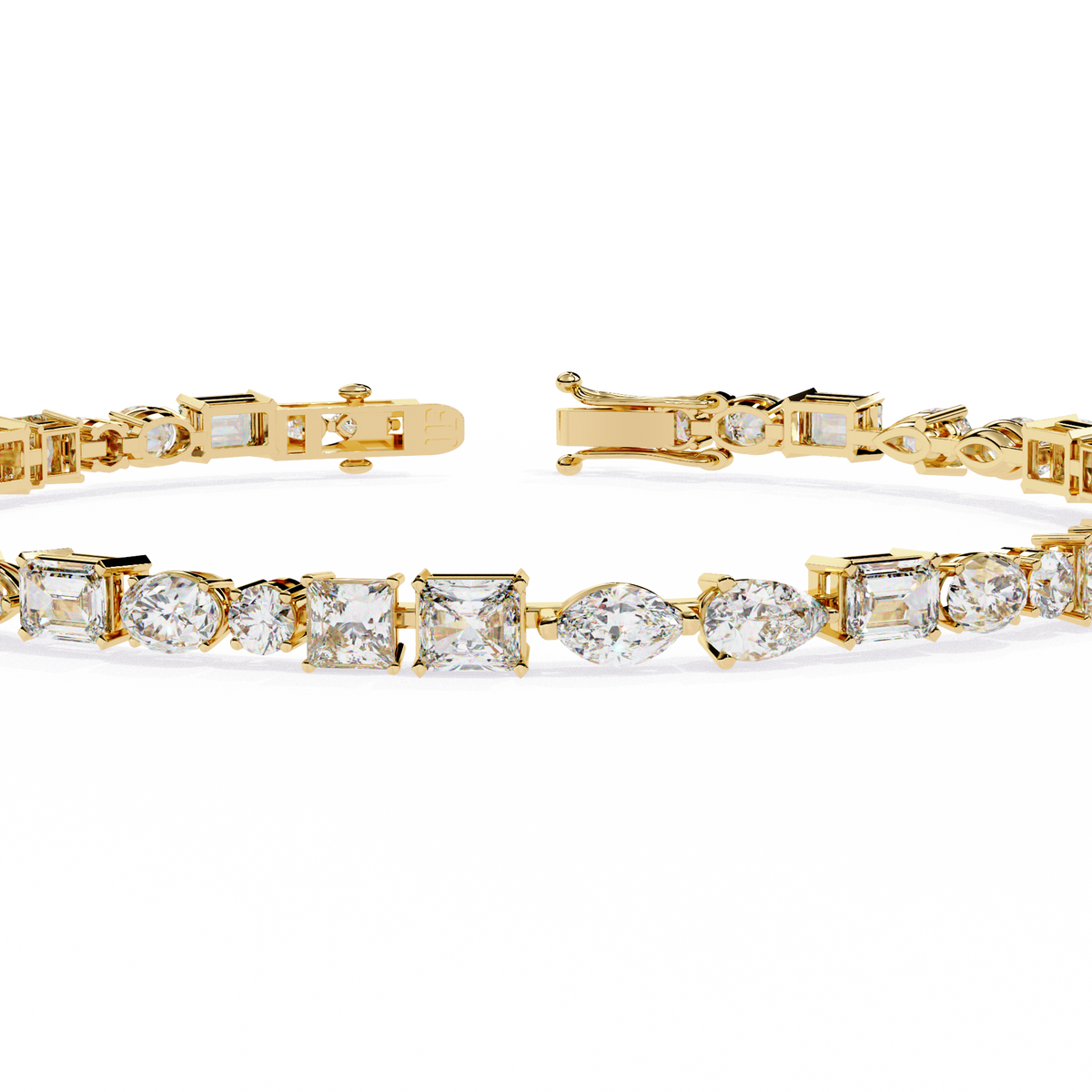 Yellow Gold Multi-Shape Diamond Tennis Bracelet