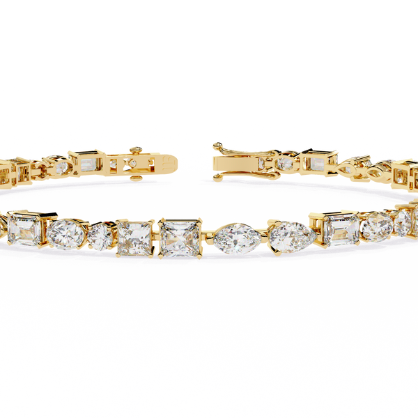 Yellow Gold Multi-Shape Diamond Tennis Bracelet