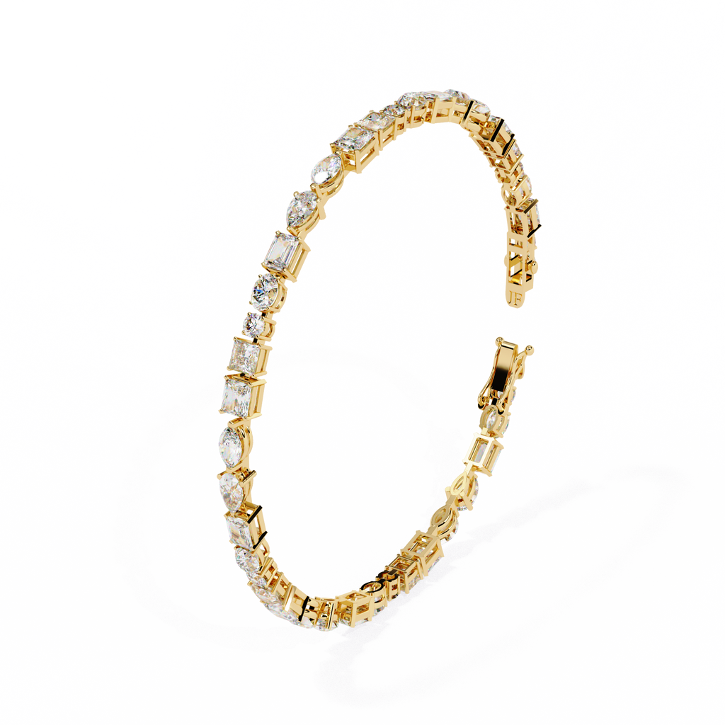 Yellow Gold Multi-Shape Diamond Tennis Bracelet