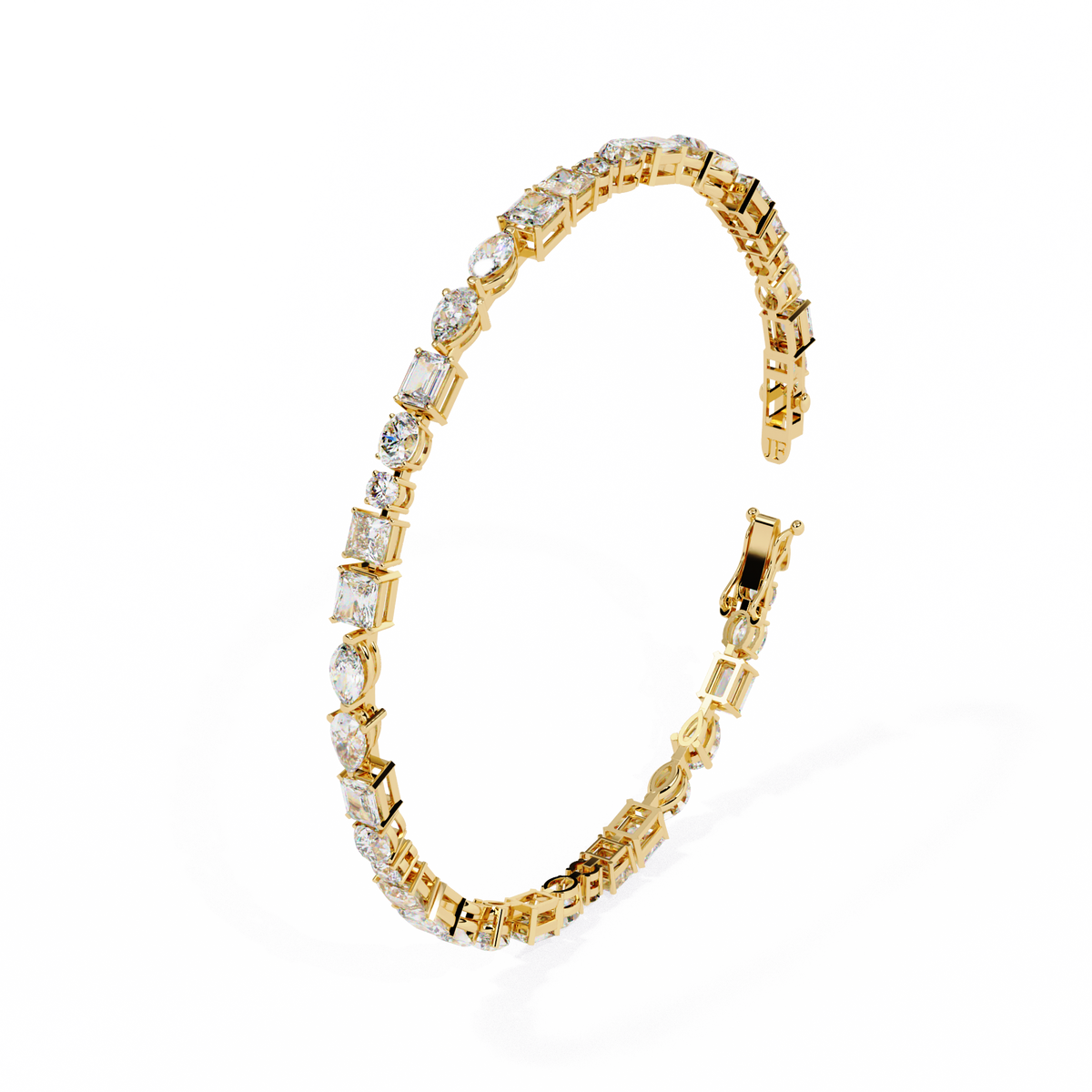 Yellow Gold Multi-Shape Diamond Tennis Bracelet