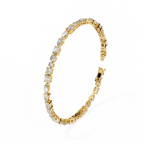 Yellow Gold Multi-Shape Diamond Tennis Bracelet