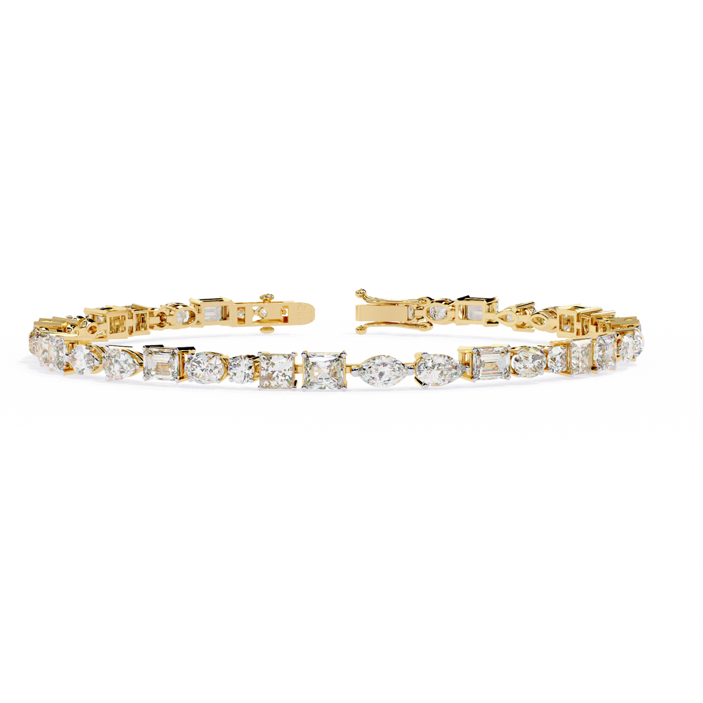 Yellow Gold Multi-Shape Diamond Tennis Bracelet