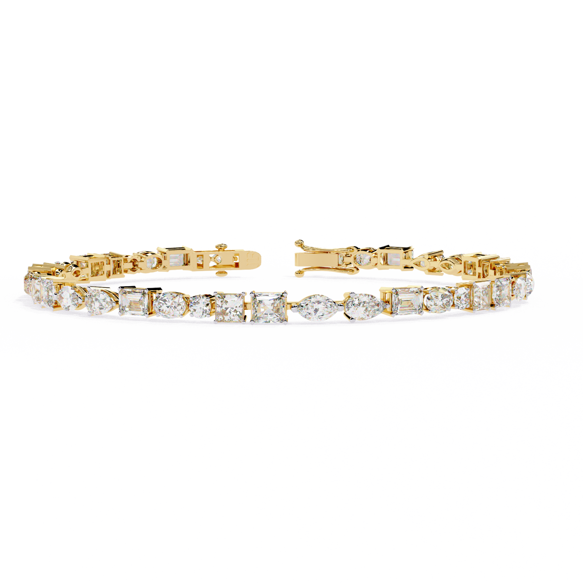 Yellow Gold Multi-Shape Diamond Tennis Bracelet