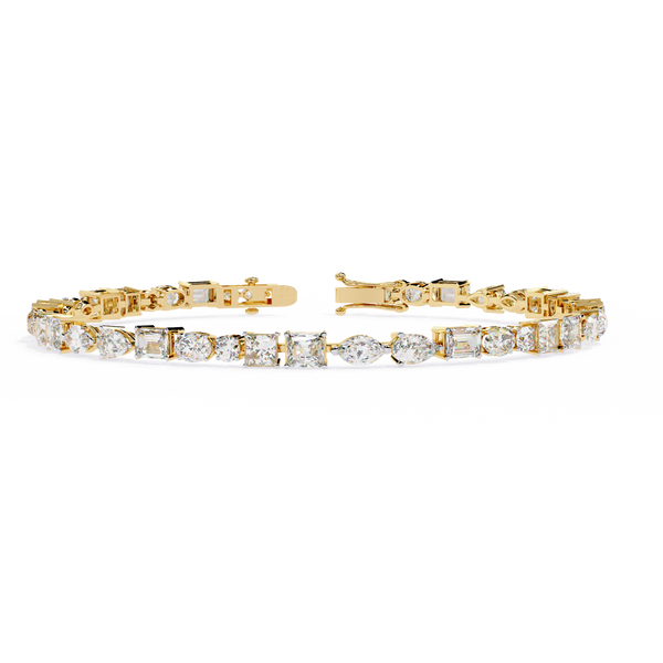 Yellow Gold Multi-Shape Diamond Tennis Bracelet