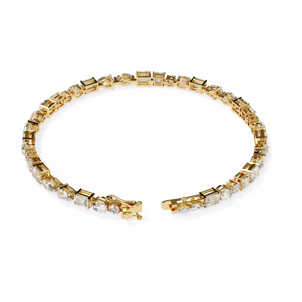 Yellow Gold Multi-Shape Diamond Tennis Bracelet