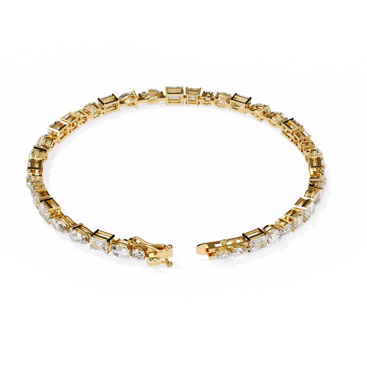 Yellow Gold Multi-Shape Diamond Tennis Bracelet
