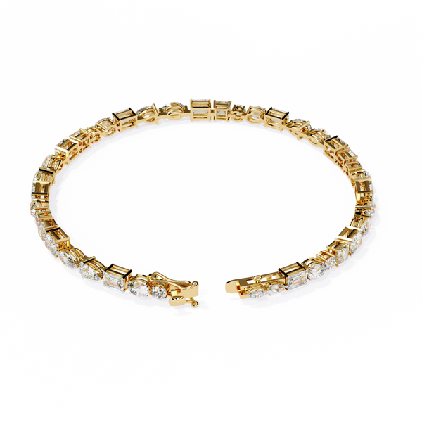 Yellow Gold Multi-Shape Diamond Tennis Bracelet