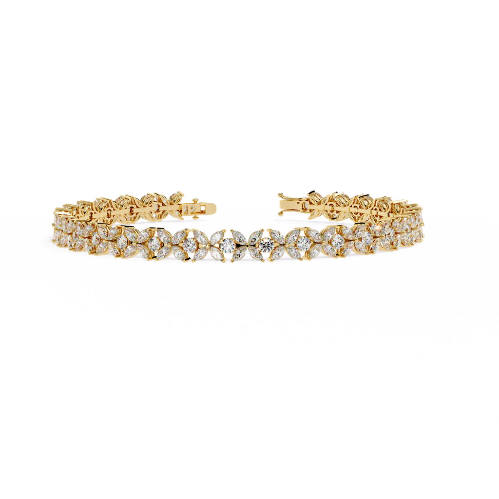 Yellow Gold Marquise Petal Cluster Bracelet