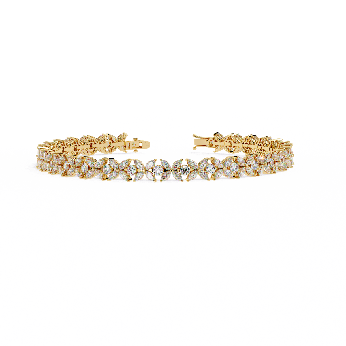 Yellow Gold Marquise Petal Cluster Bracelet