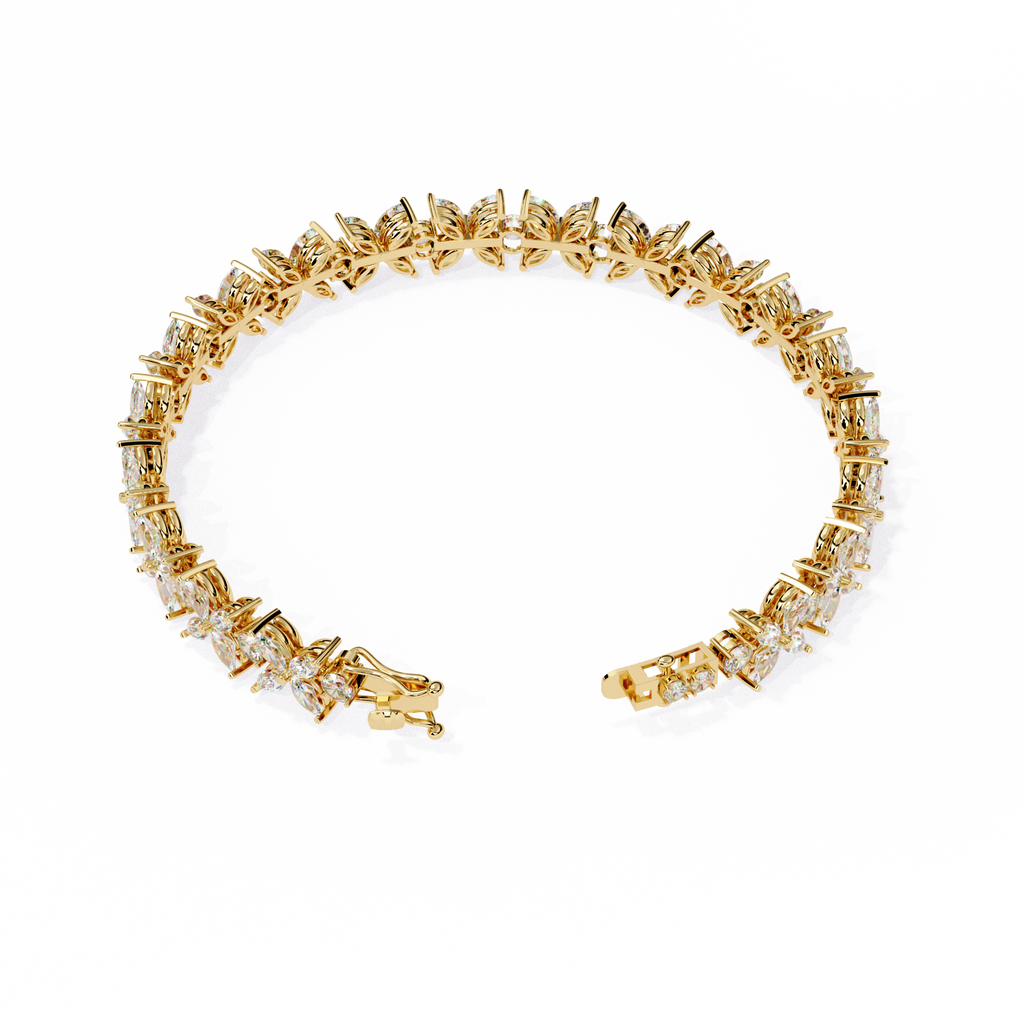 Yellow Gold Marquise Petal Cluster Bracelet