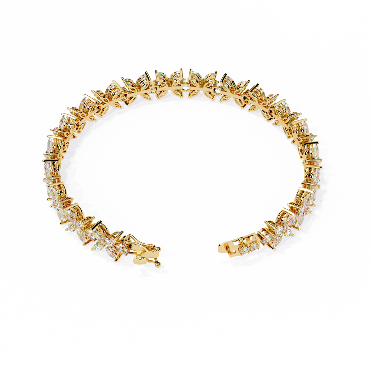 Yellow Gold Marquise Petal Cluster Bracelet