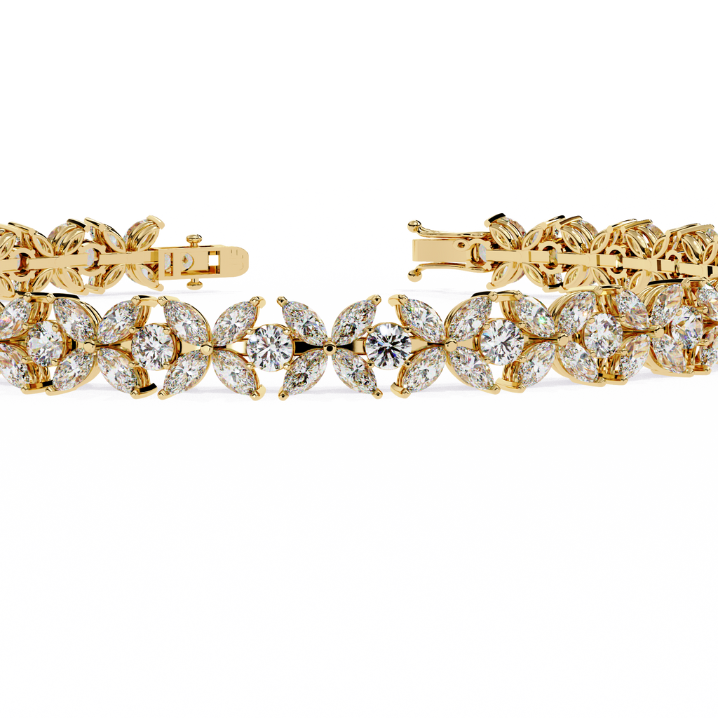 Yellow Gold Marquise Petal Cluster Bracelet