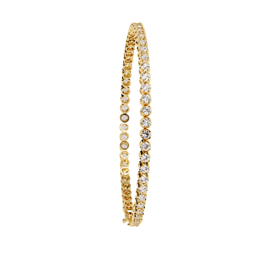 Yellow Gold Half-Bezel Graduated Diamond Line Bracelet
