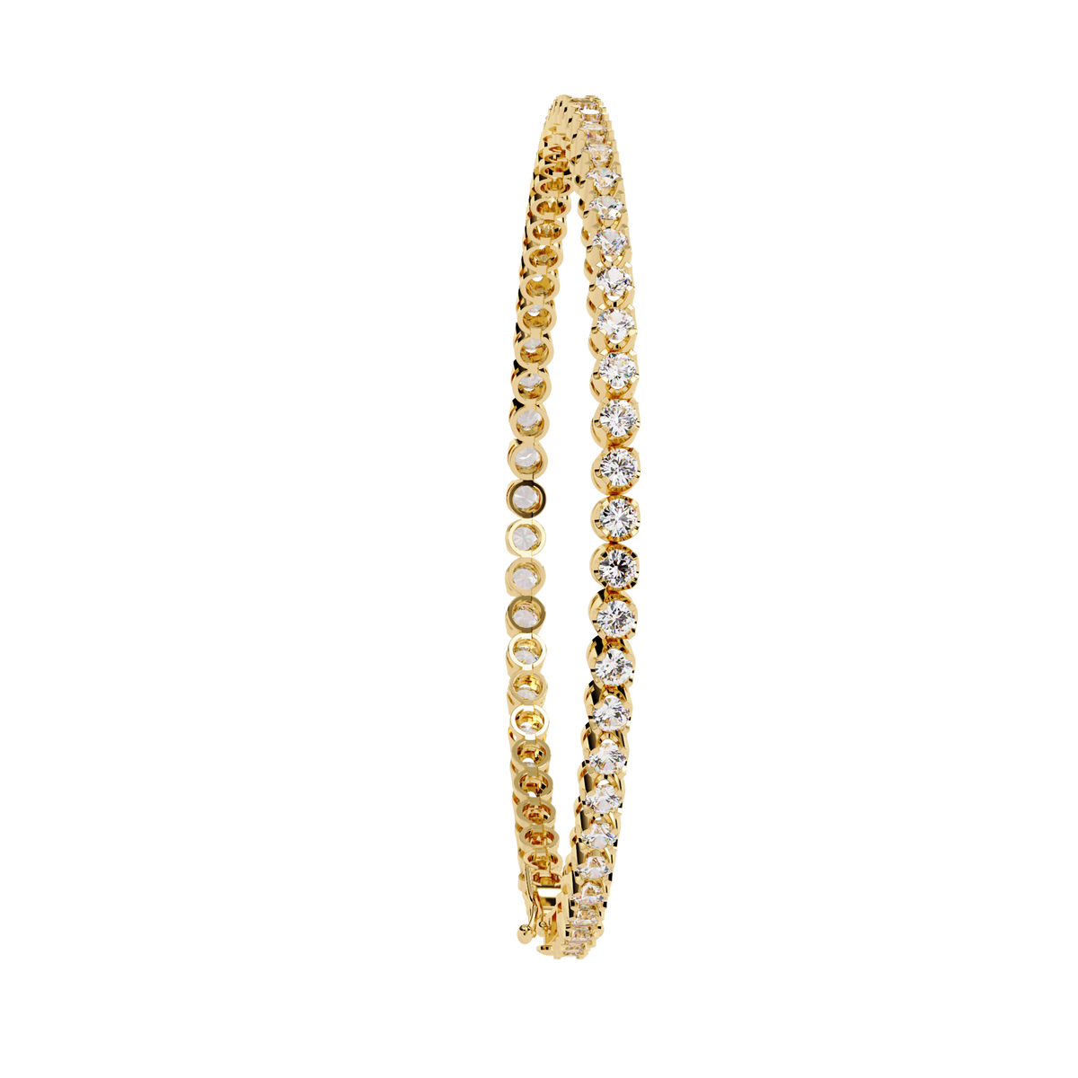 Yellow Gold Half-Bezel Graduated Diamond Line Bracelet