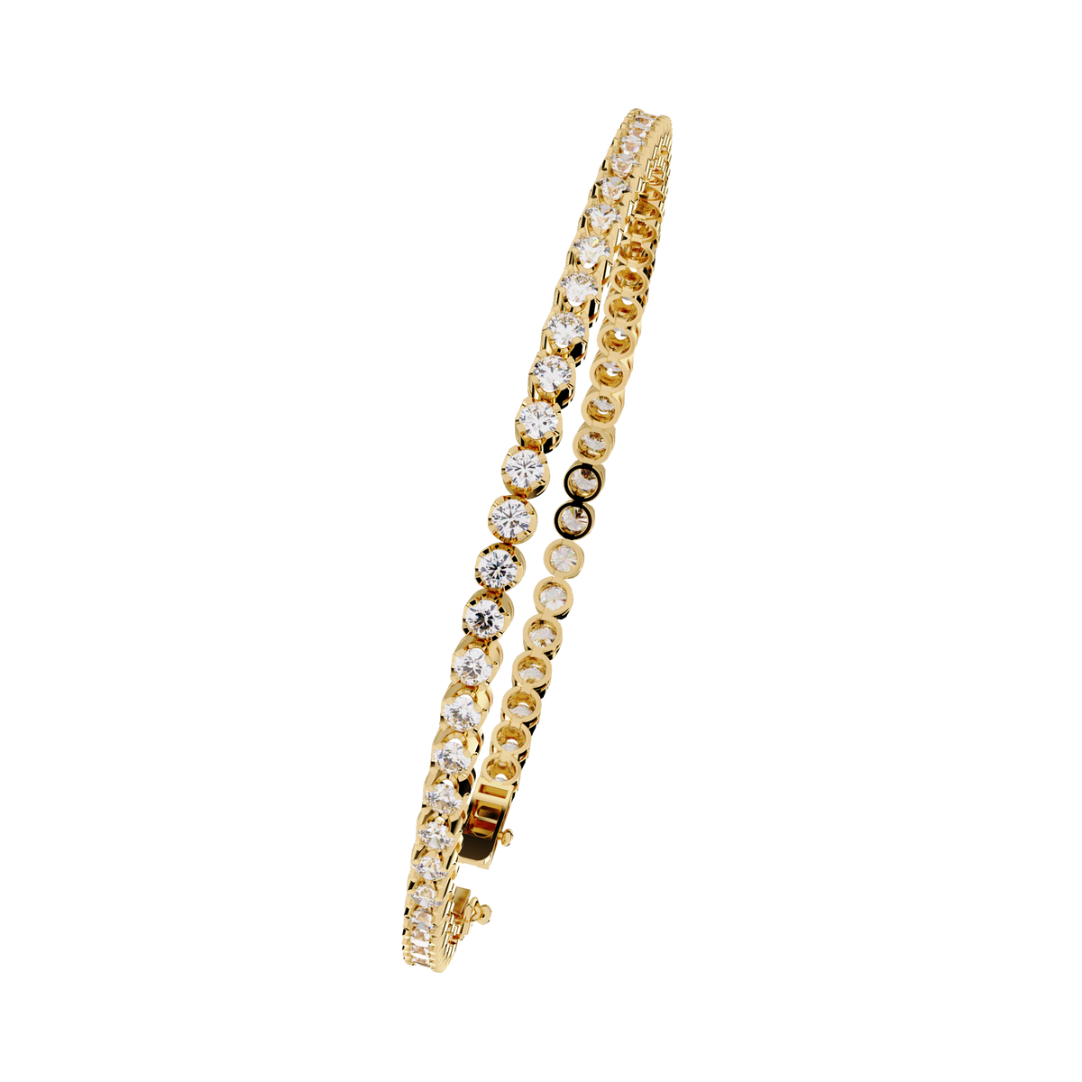 Yellow Gold Half-Bezel Graduated Diamond Line Bracelet