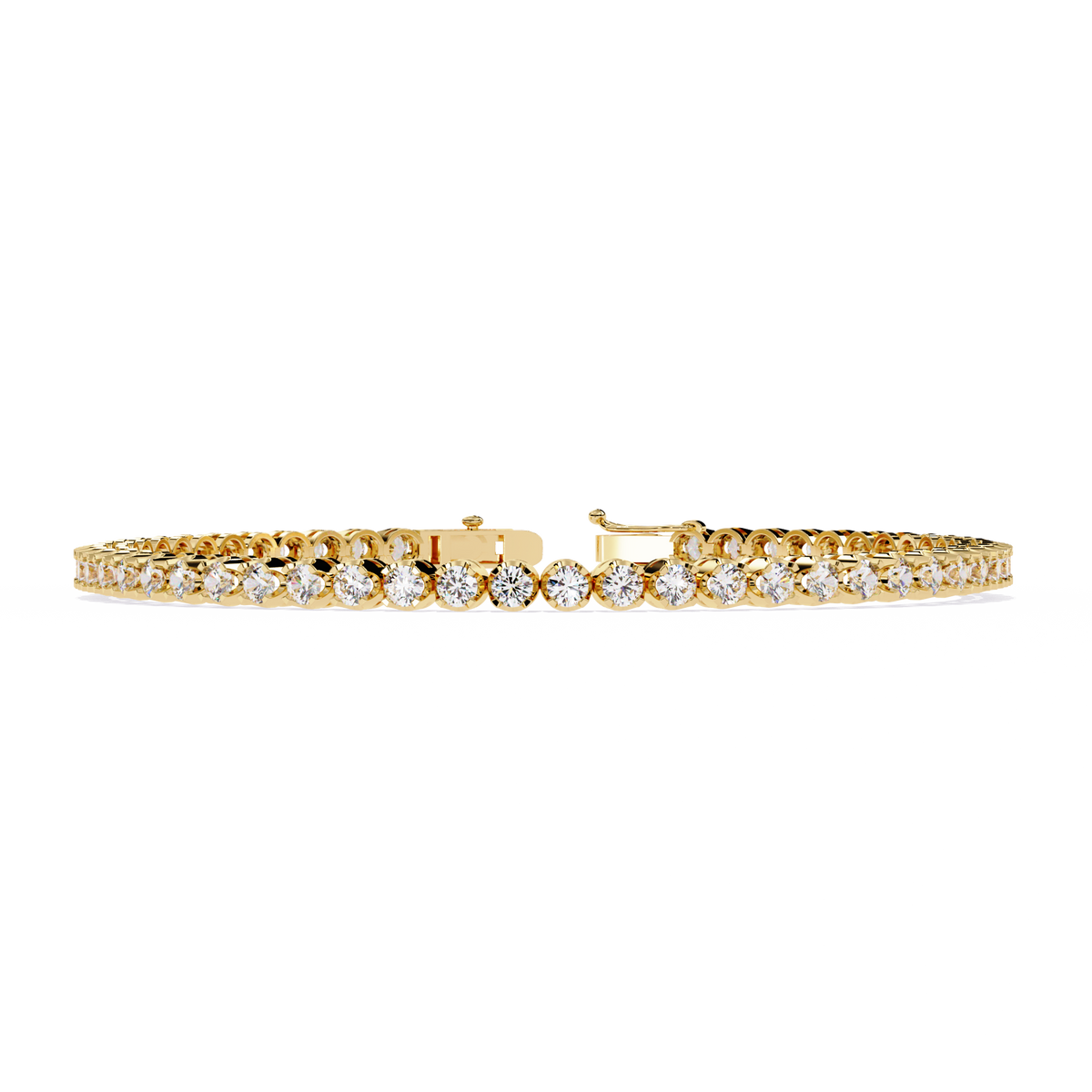 Yellow Gold Half-Bezel Graduated Diamond Line Bracelet