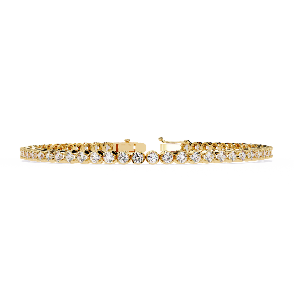 Yellow Gold Half-Bezel Graduated Diamond Line Bracelet