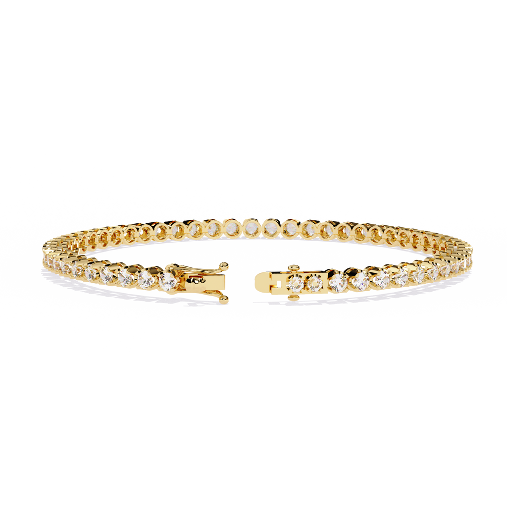 Yellow Gold Half-Bezel Graduated Diamond Line Bracelet