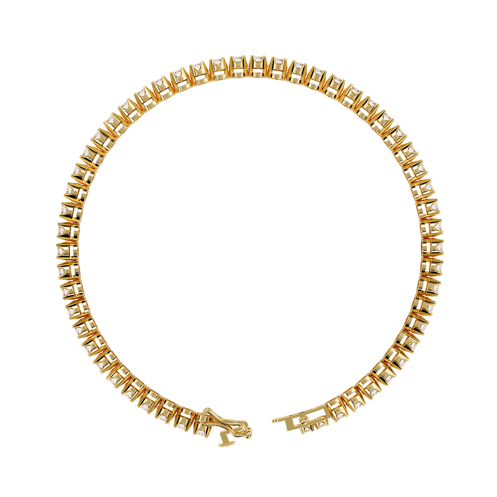 Yellow Gold Half-Bezel Graduated Diamond Line Bracelet