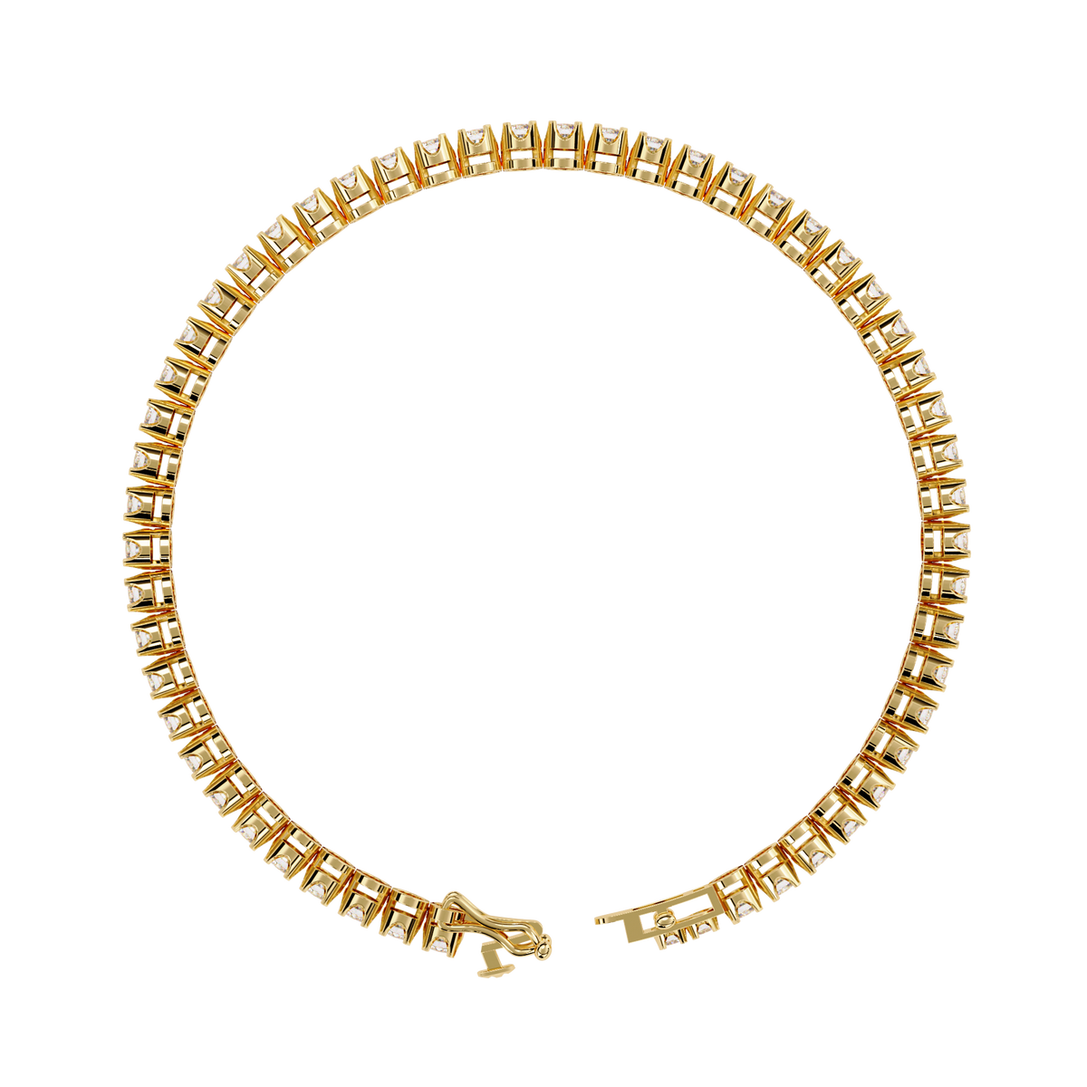 Yellow Gold Half-Bezel Graduated Diamond Line Bracelet