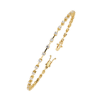 Yellow Gold Bar-Spaced Round Diamond Line Bracelet