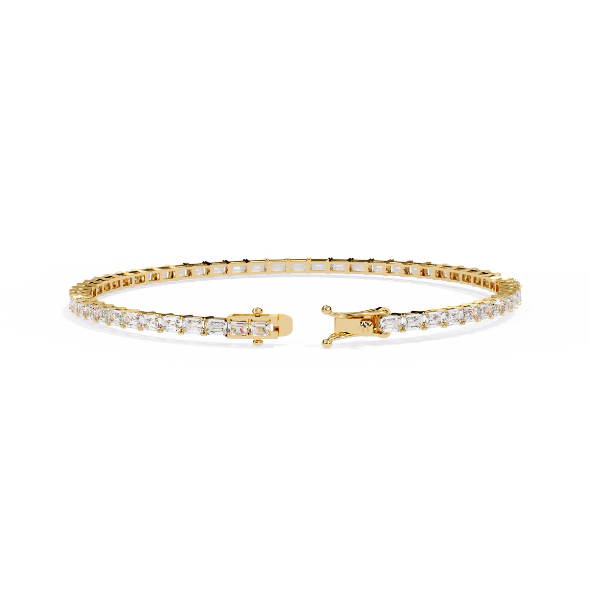 Yellow Gold East-West Emerald Cut Tennis Bracelet