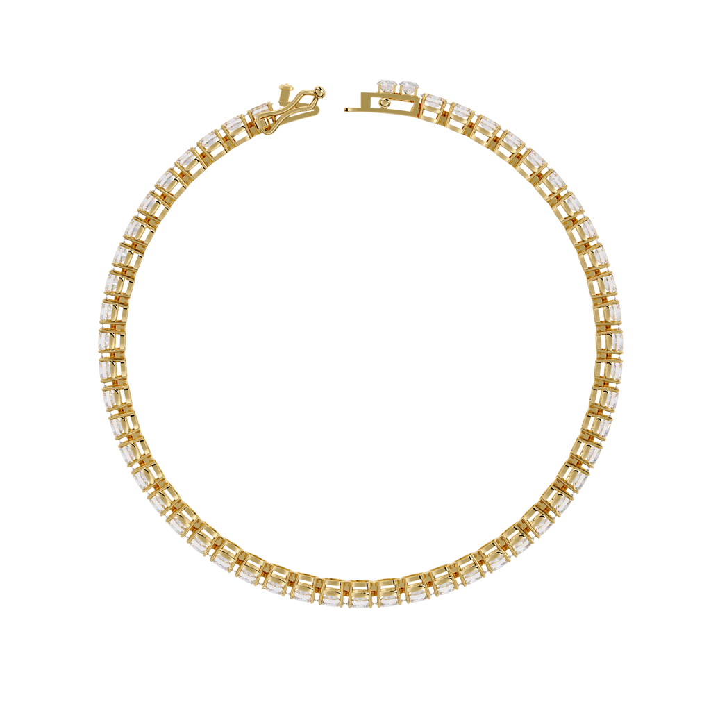 Yellow Gold East-West Oval Cut Tennis Bracelet