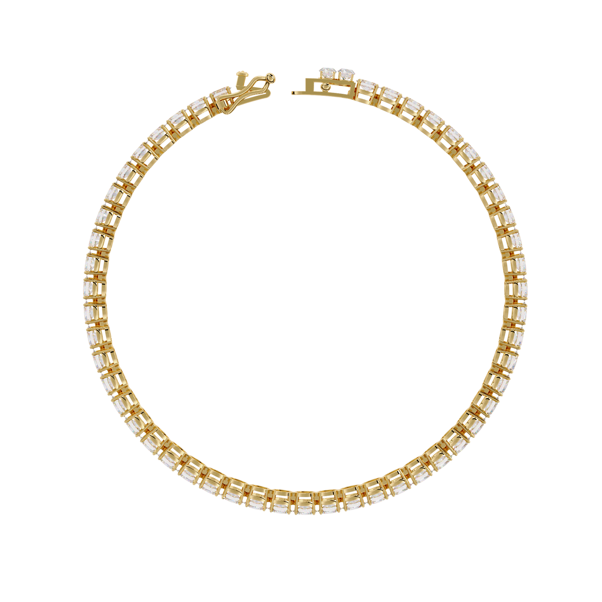 Yellow Gold East-West Oval Cut Tennis Bracelet