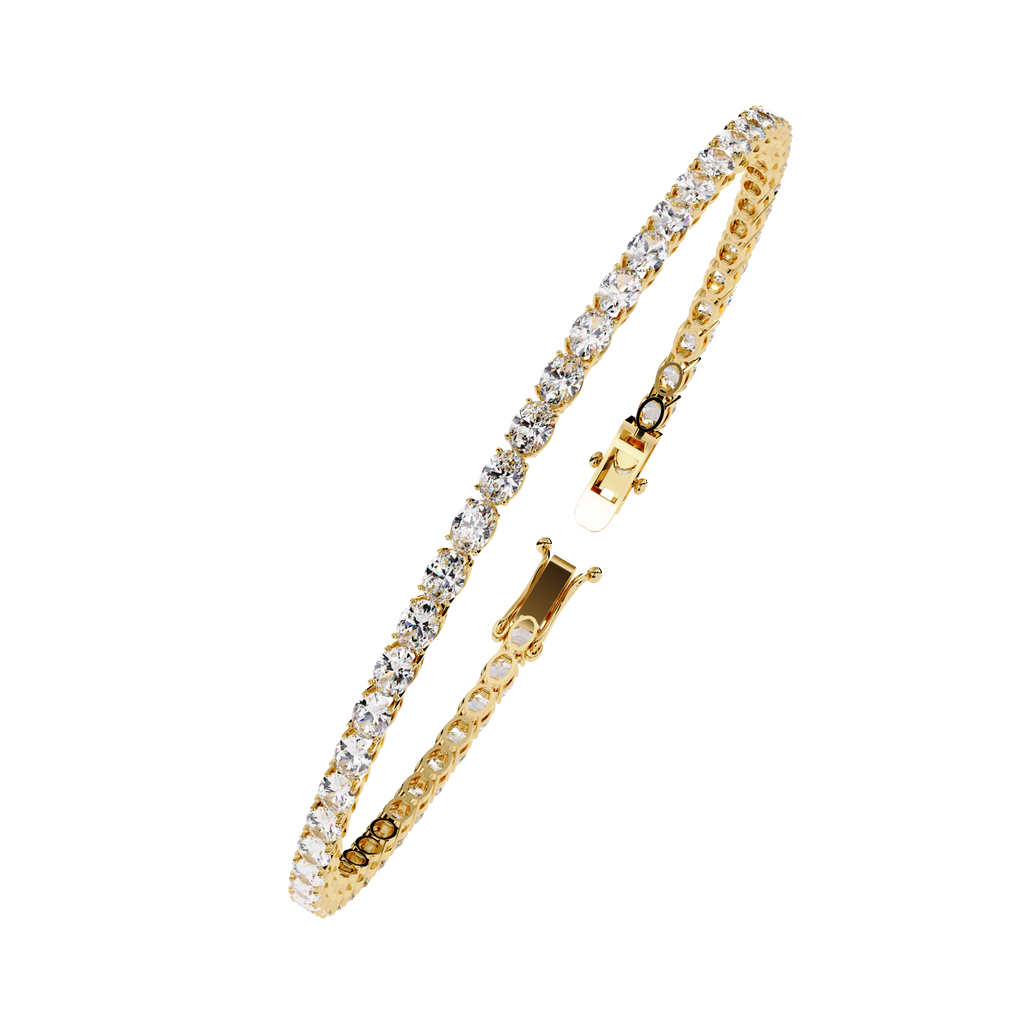 Yellow Gold East-West Oval Cut Tennis Bracelet