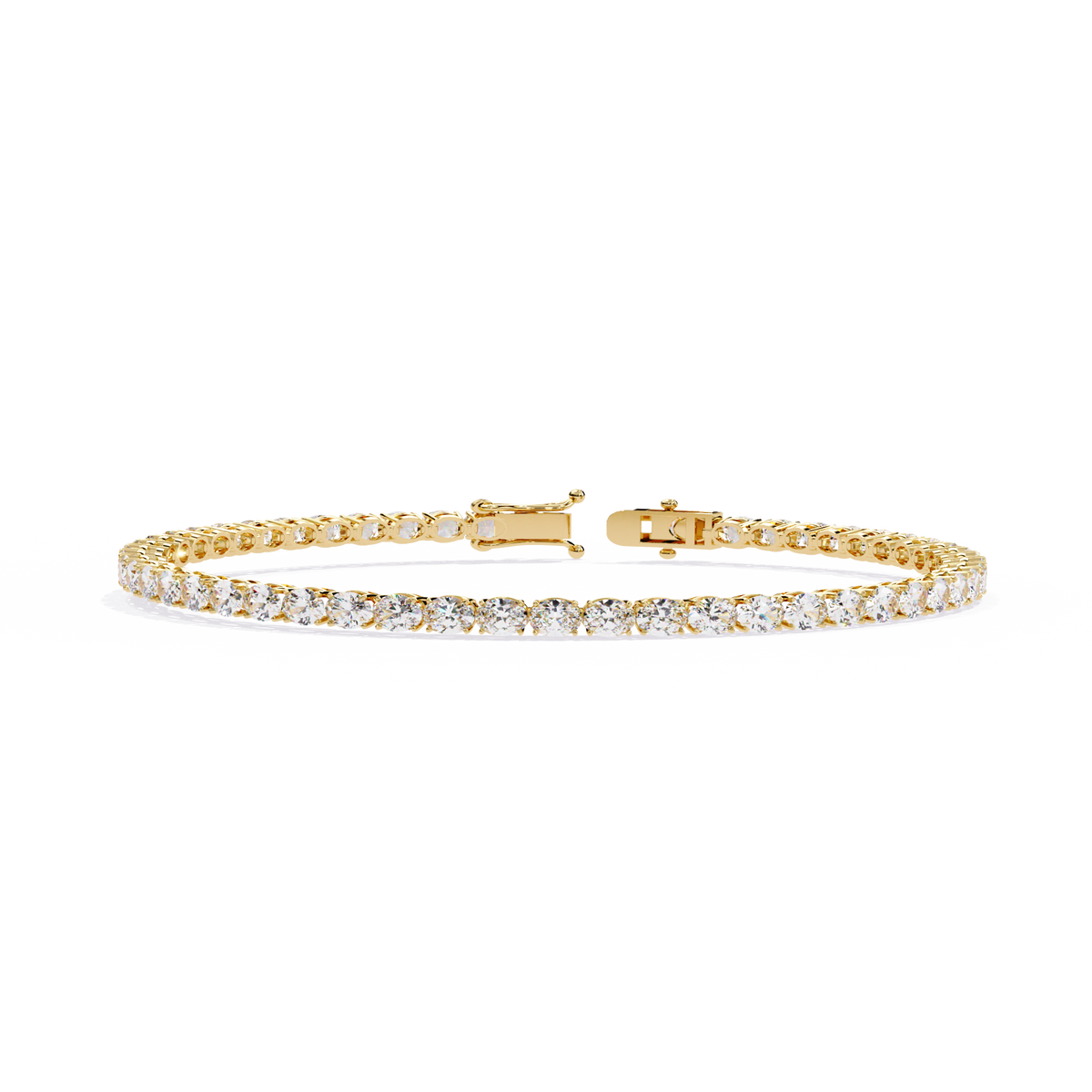 Yellow Gold East-West Oval Cut Tennis Bracelet